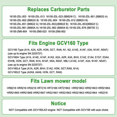 GCV160LE engine carburetor compatibility