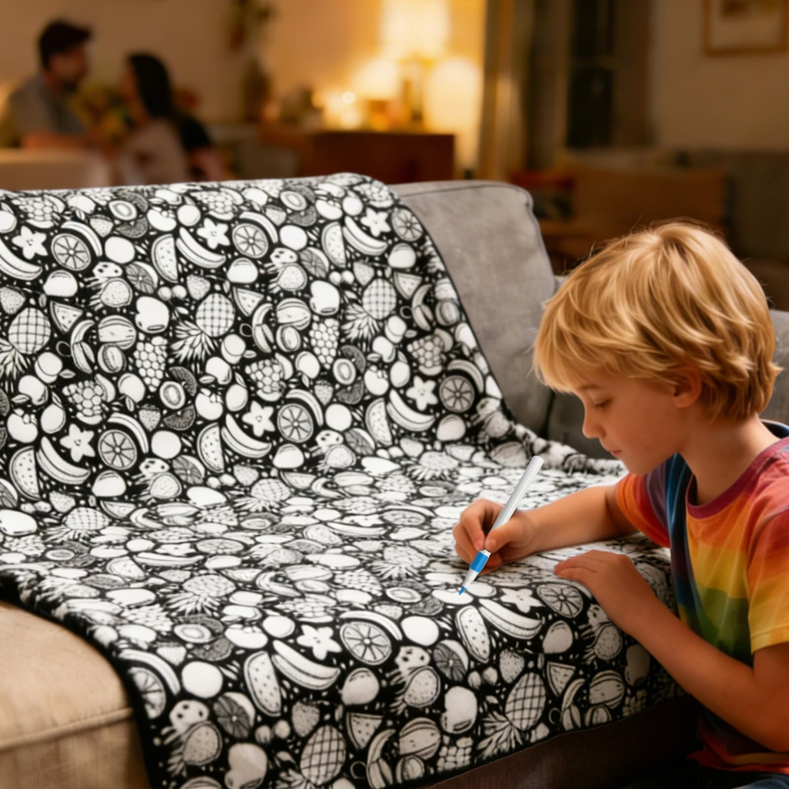 Creative gift idea featuring a color your own blanket set