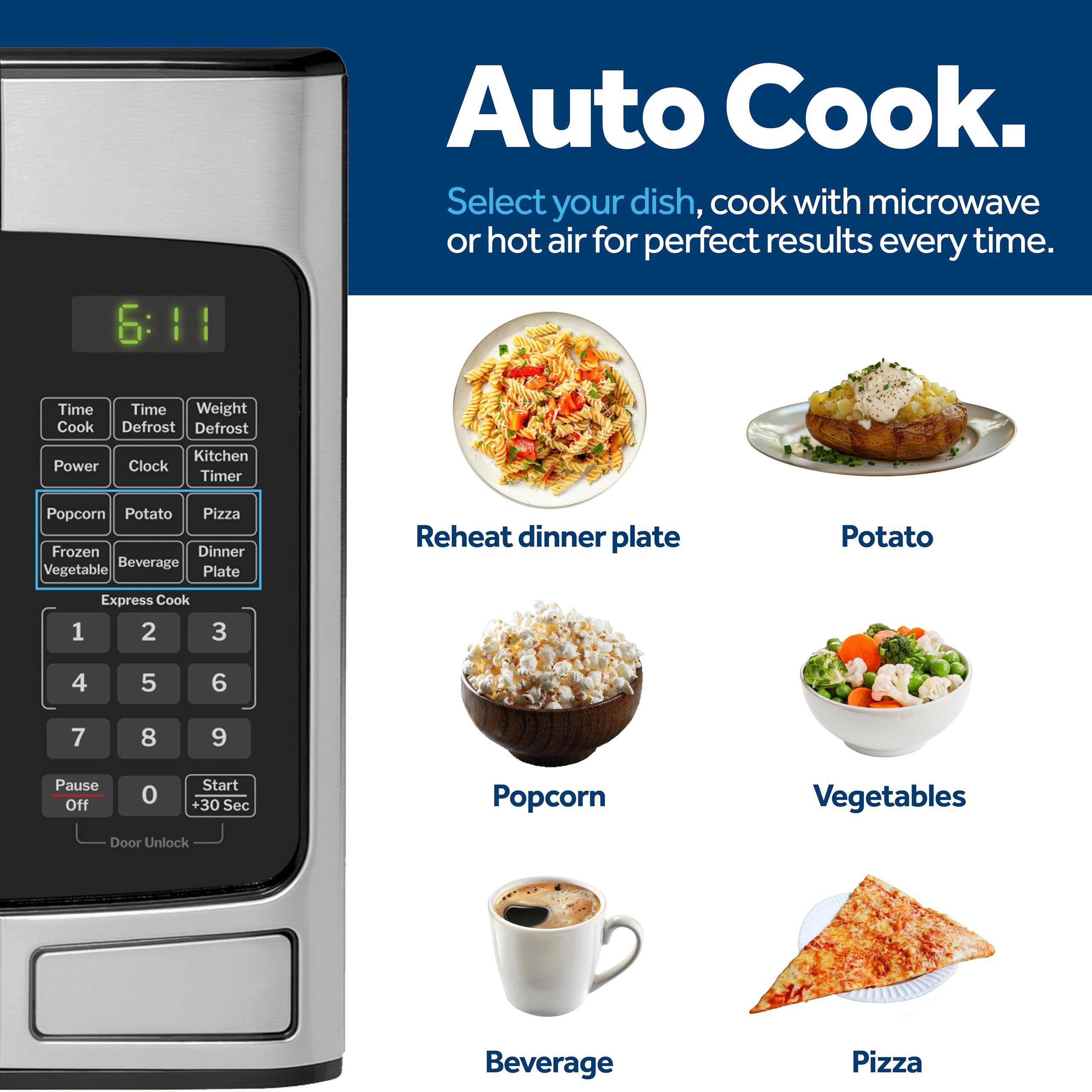 6 auto cook settings feature on GE microwave