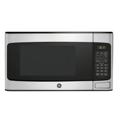GE Compact Countertop Microwave Oven front view on counter
