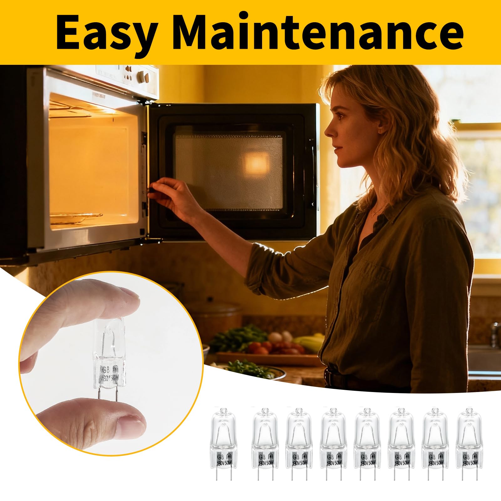 GE halogen microwave bulb 8-pack replacement set