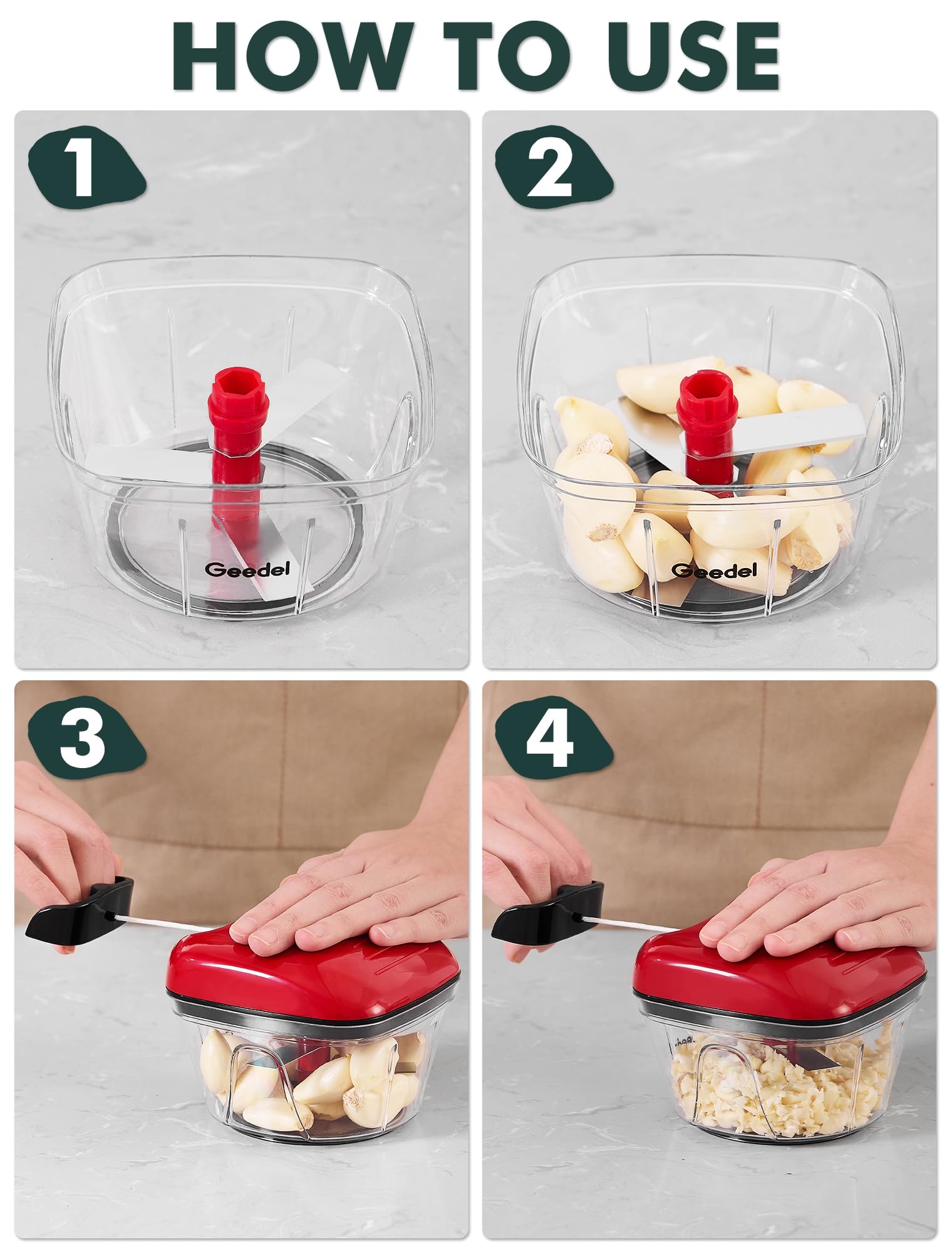 Geedel dishwasher safe lid on chopper