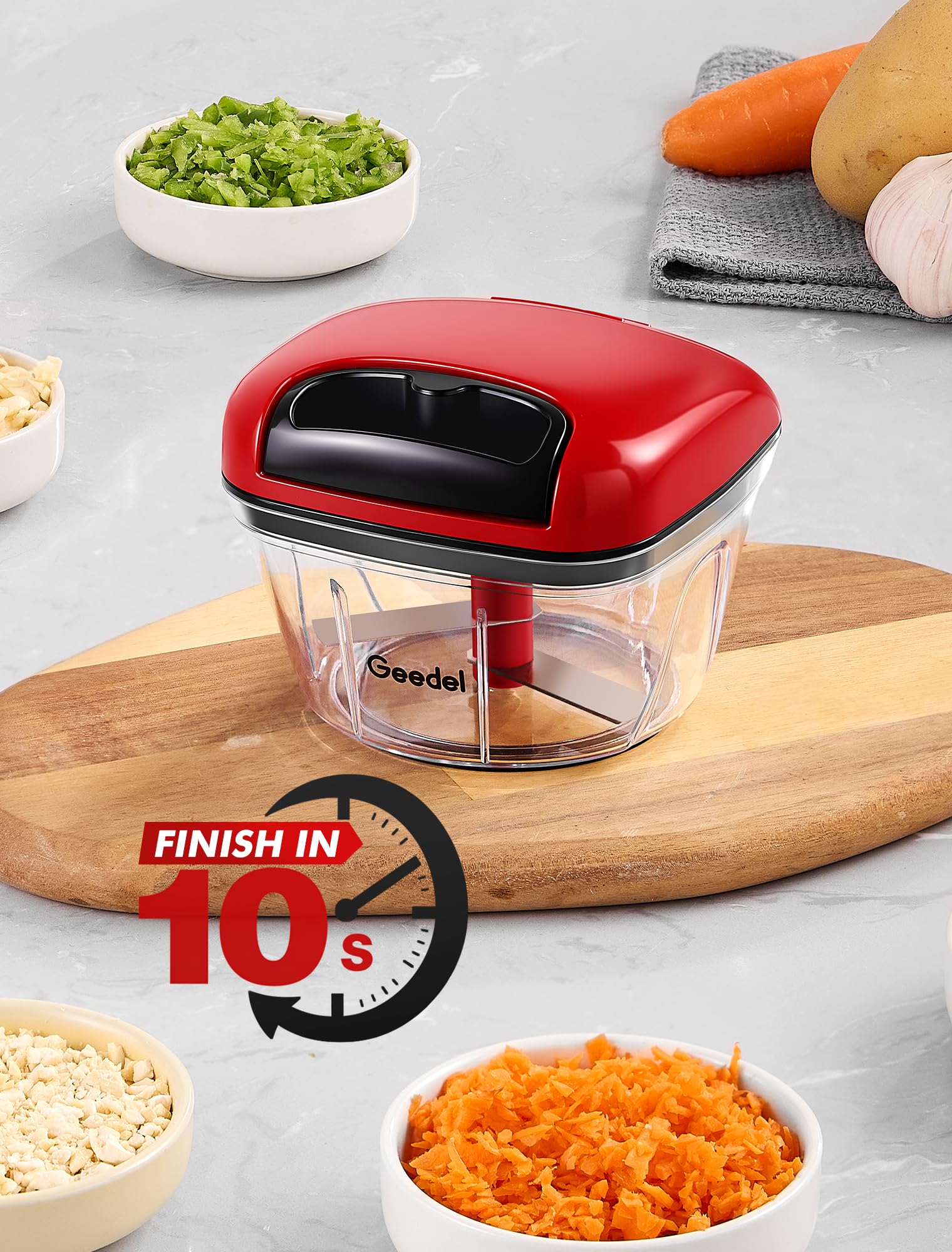 Geedel manual food chopper with pull string