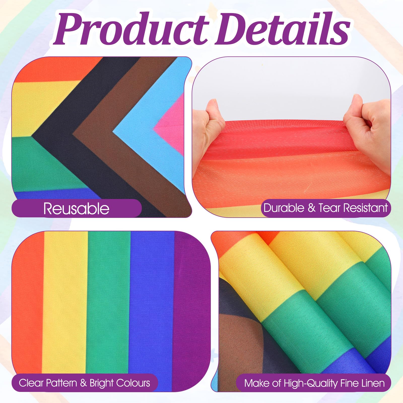 Polyester fabric rainbow table runner durable colorfast