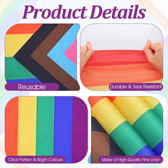 Polyester fabric rainbow table runner durable colorfast