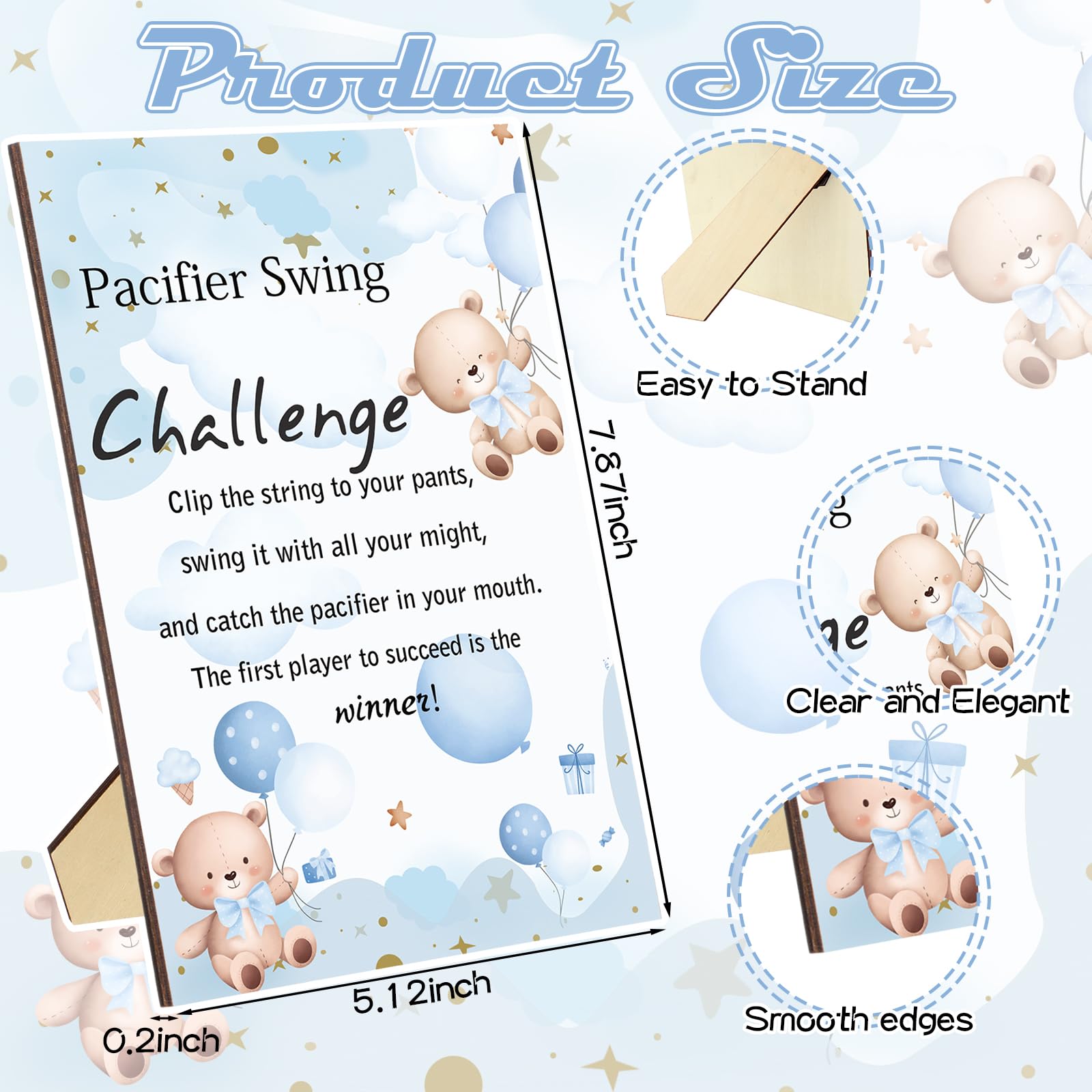 Wooden bear sign included with Geelin swing pacifier set