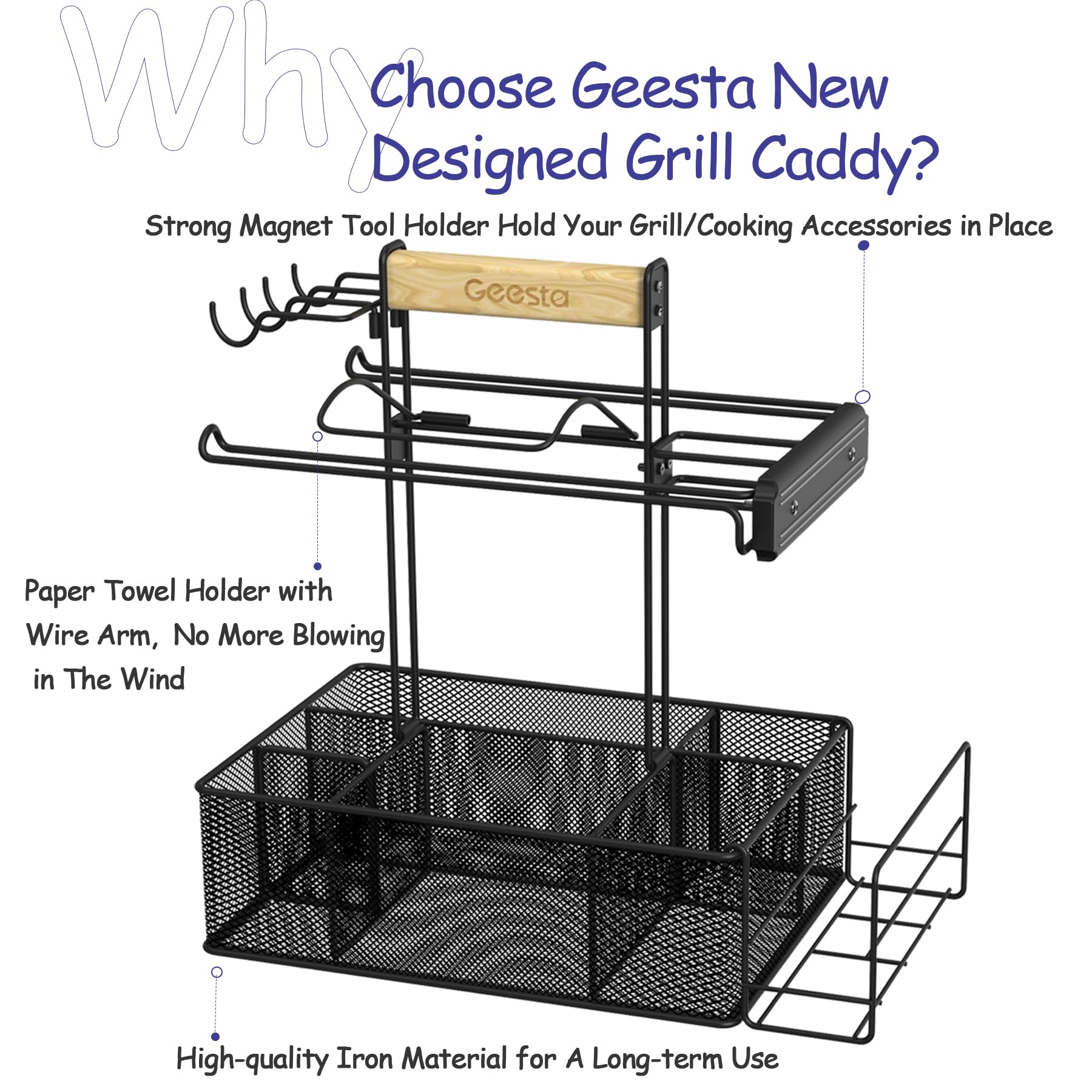 Geesta grill caddy dimensions 16.7 x 13.6 x 9.5 inches large capacity