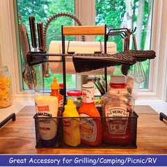 Geesta grill caddy wooden handle for easy transport