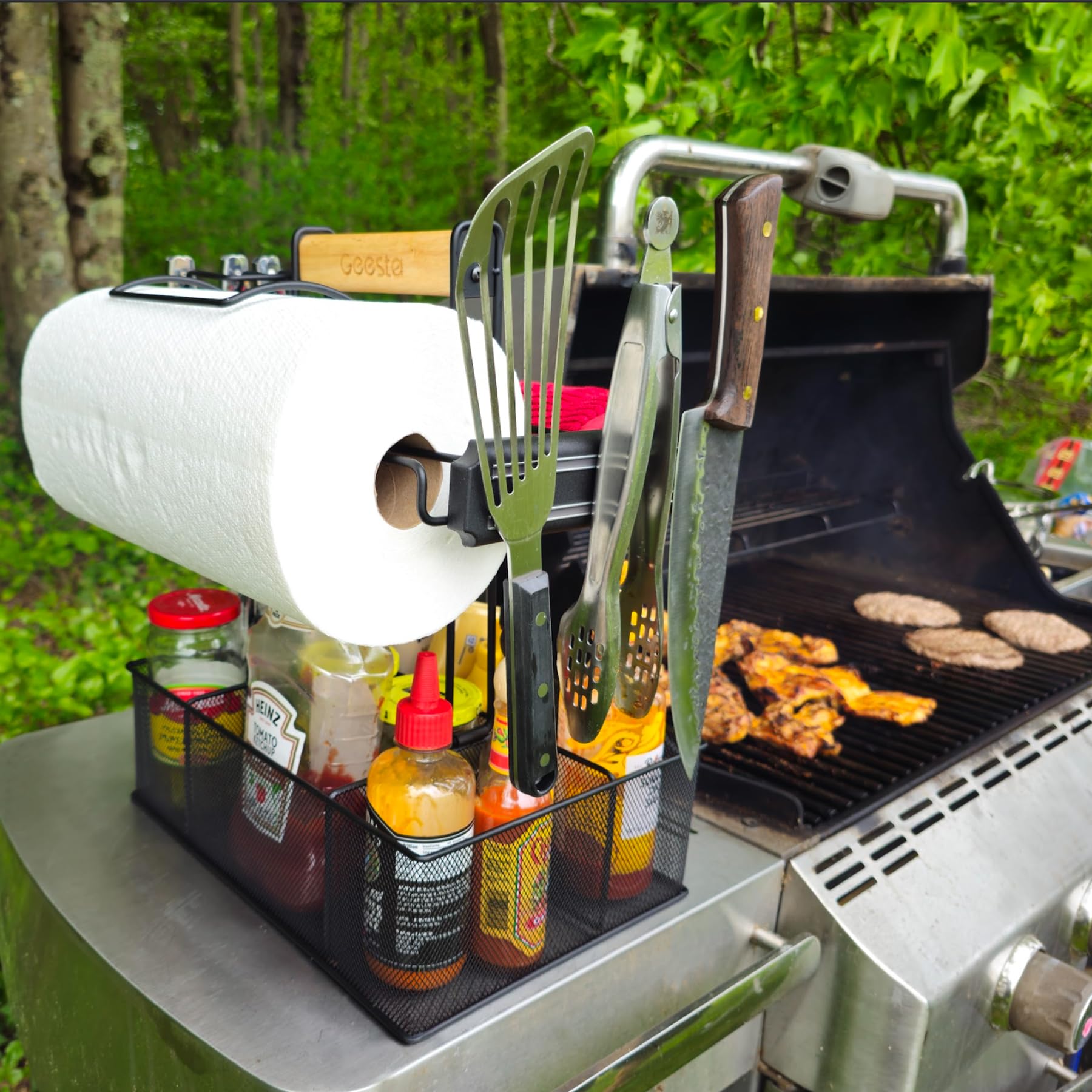 Geesta grill caddy magnetic stripe for utensil organization