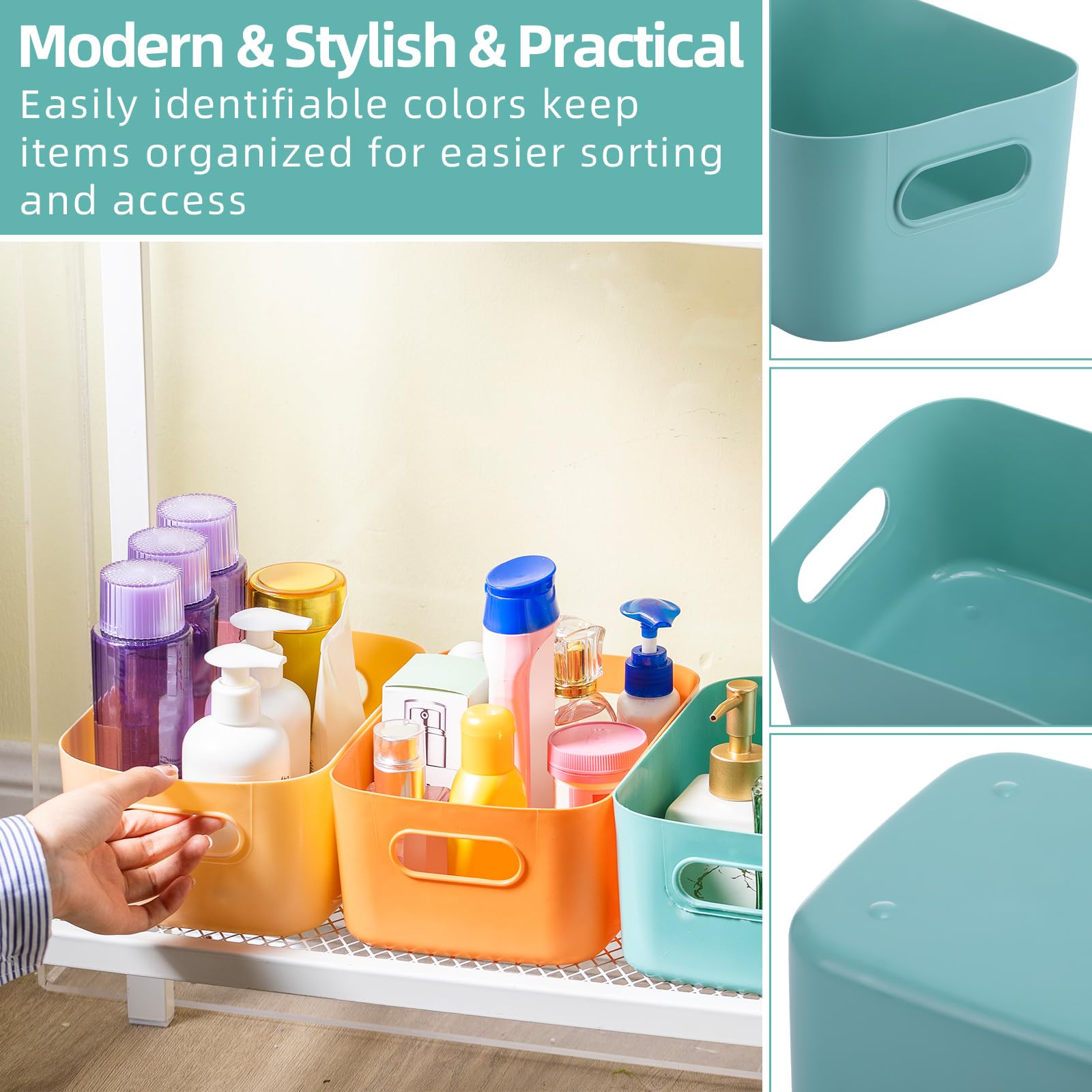 Green yellow blue orange colors Geetery storage bins pack