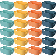Geetery 24 pack plastic storage bins multicolor