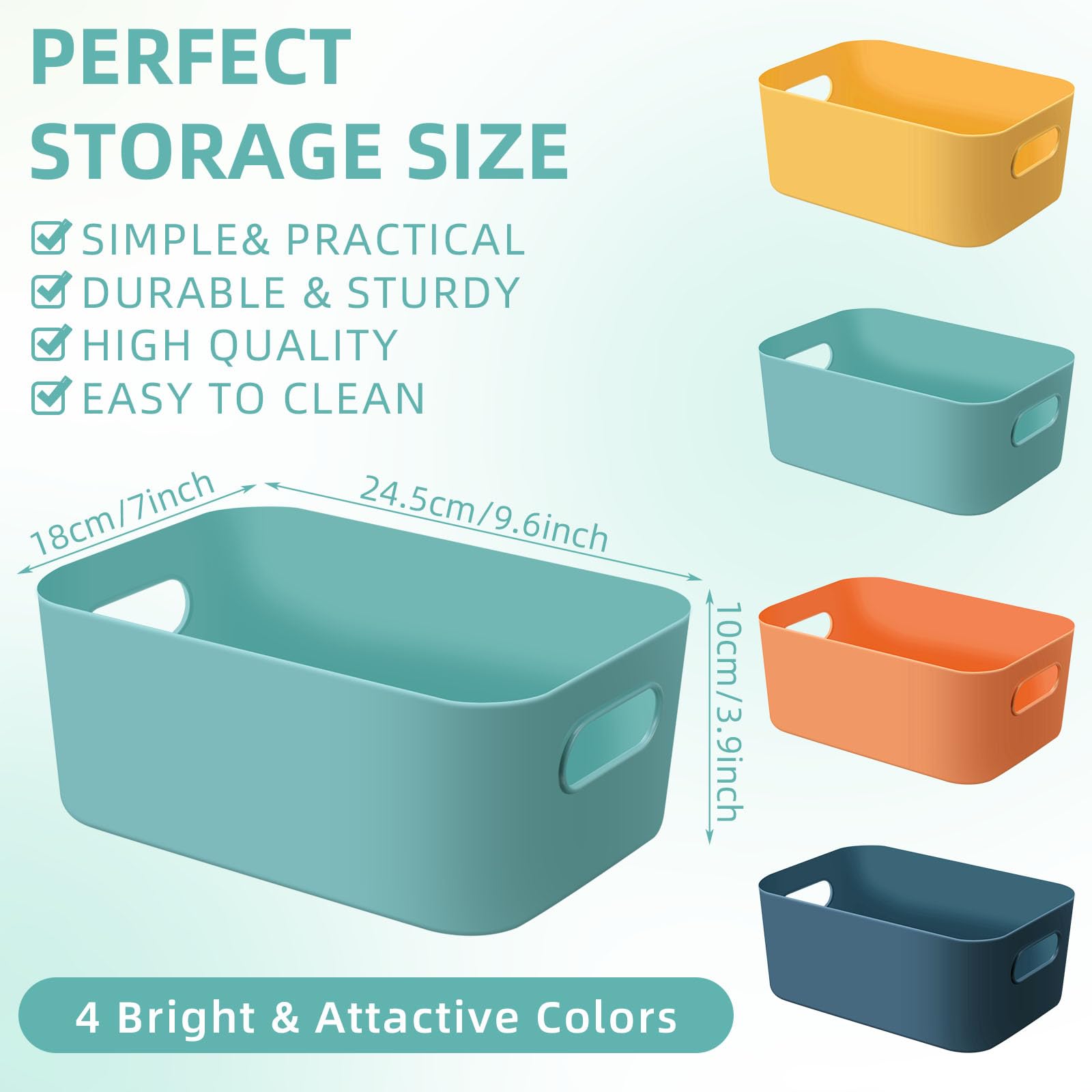 Geetery plastic storage bins 10 x 7 x 4 inches with handles