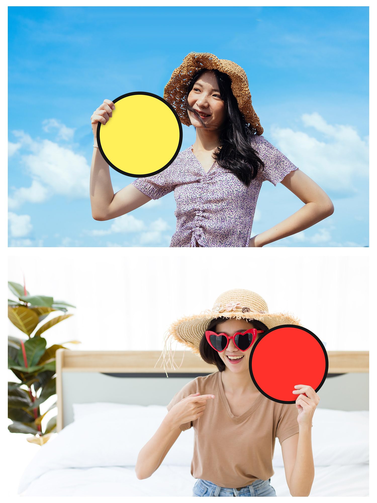 Durable polyester folding fan with wire bracket design