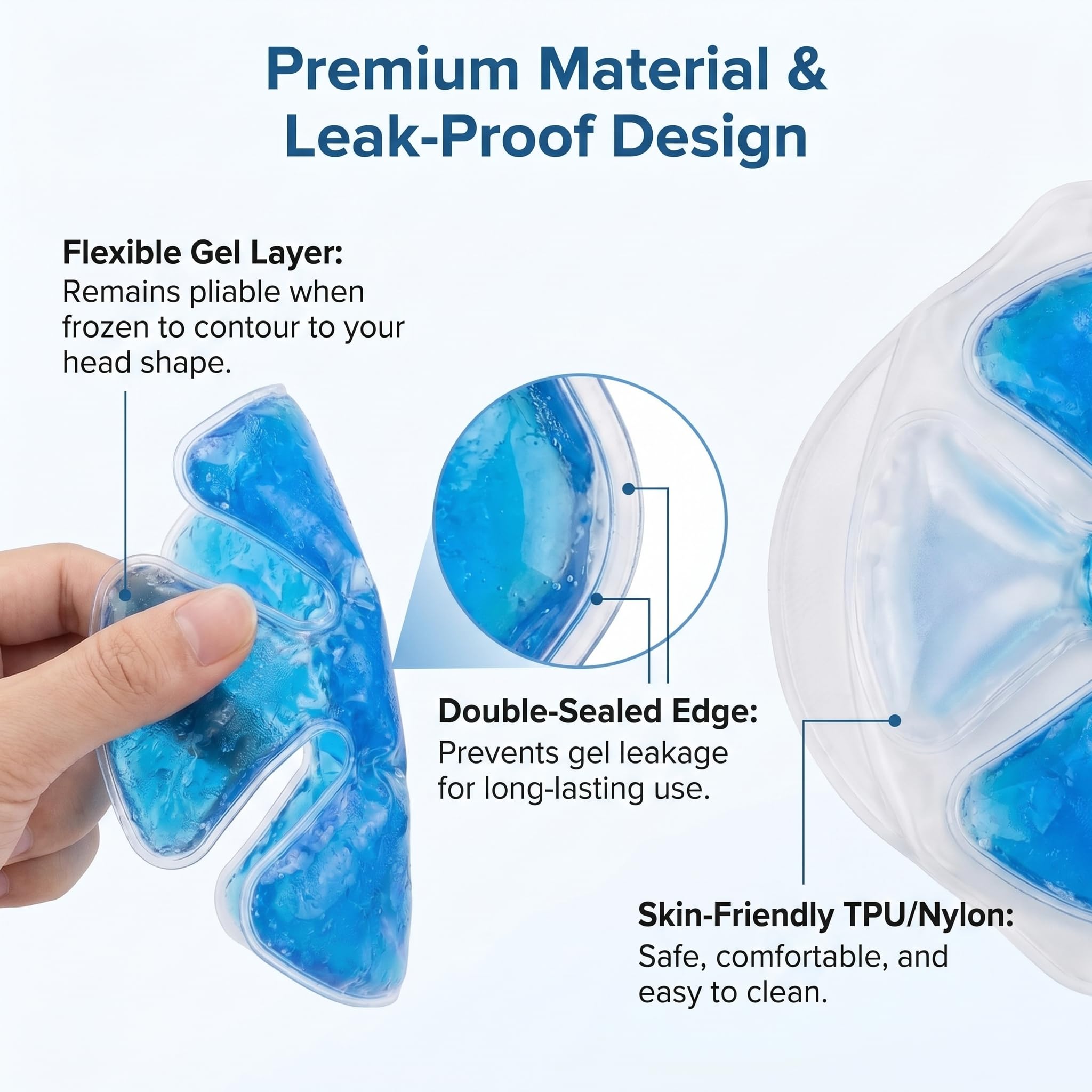 Ergonomic skull contour ice pack for head