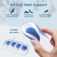 Gel heel cushion inserts in use with shoes by Figly