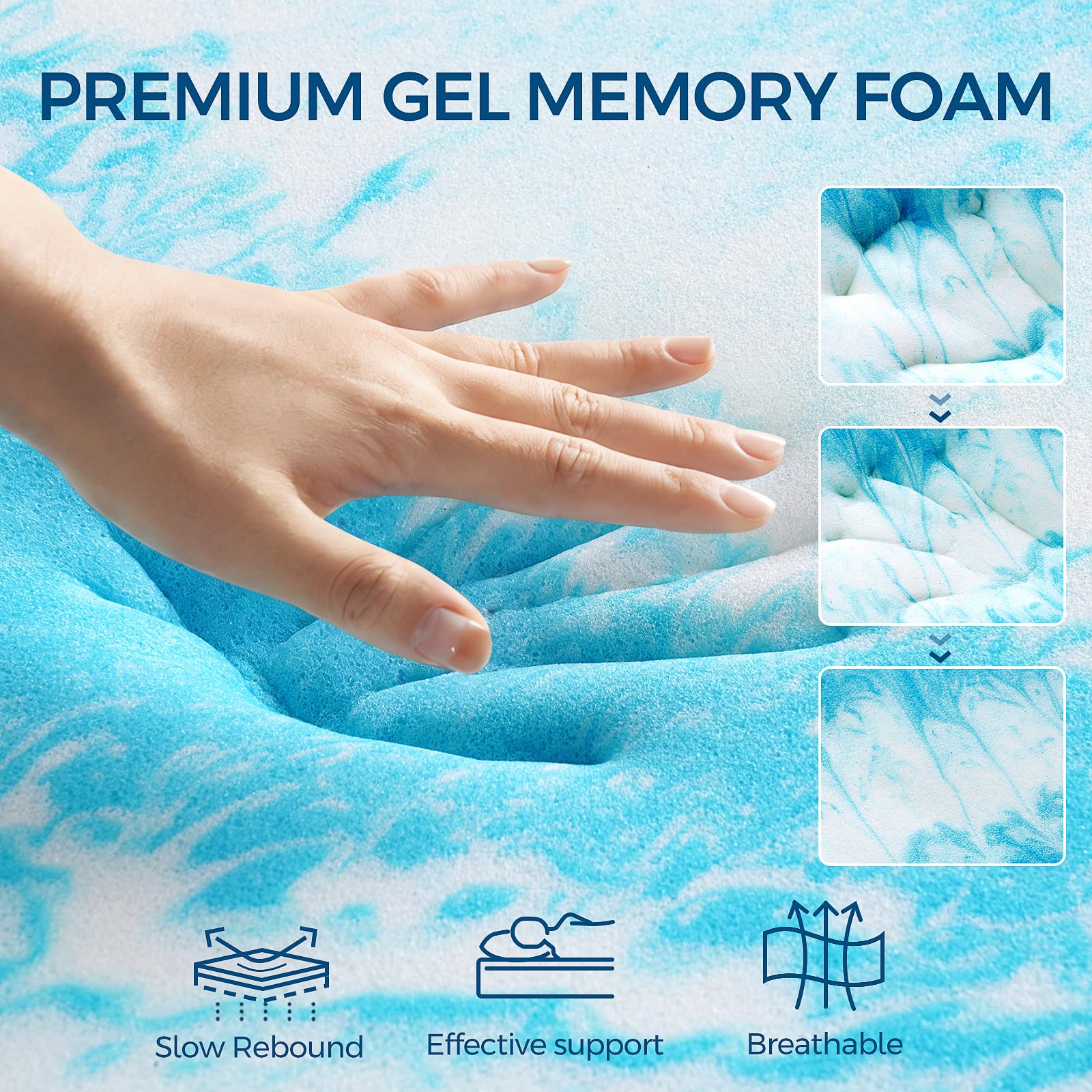 Pillow top mattress pad cover visible on topper