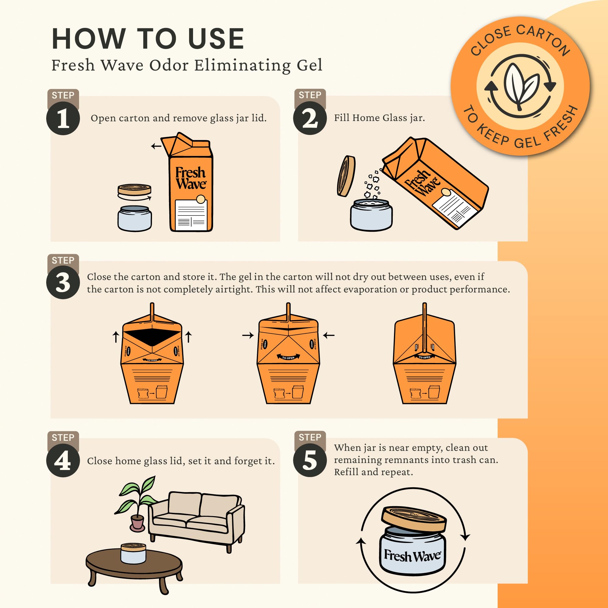 Orange odor eliminator gel refill 63 oz label