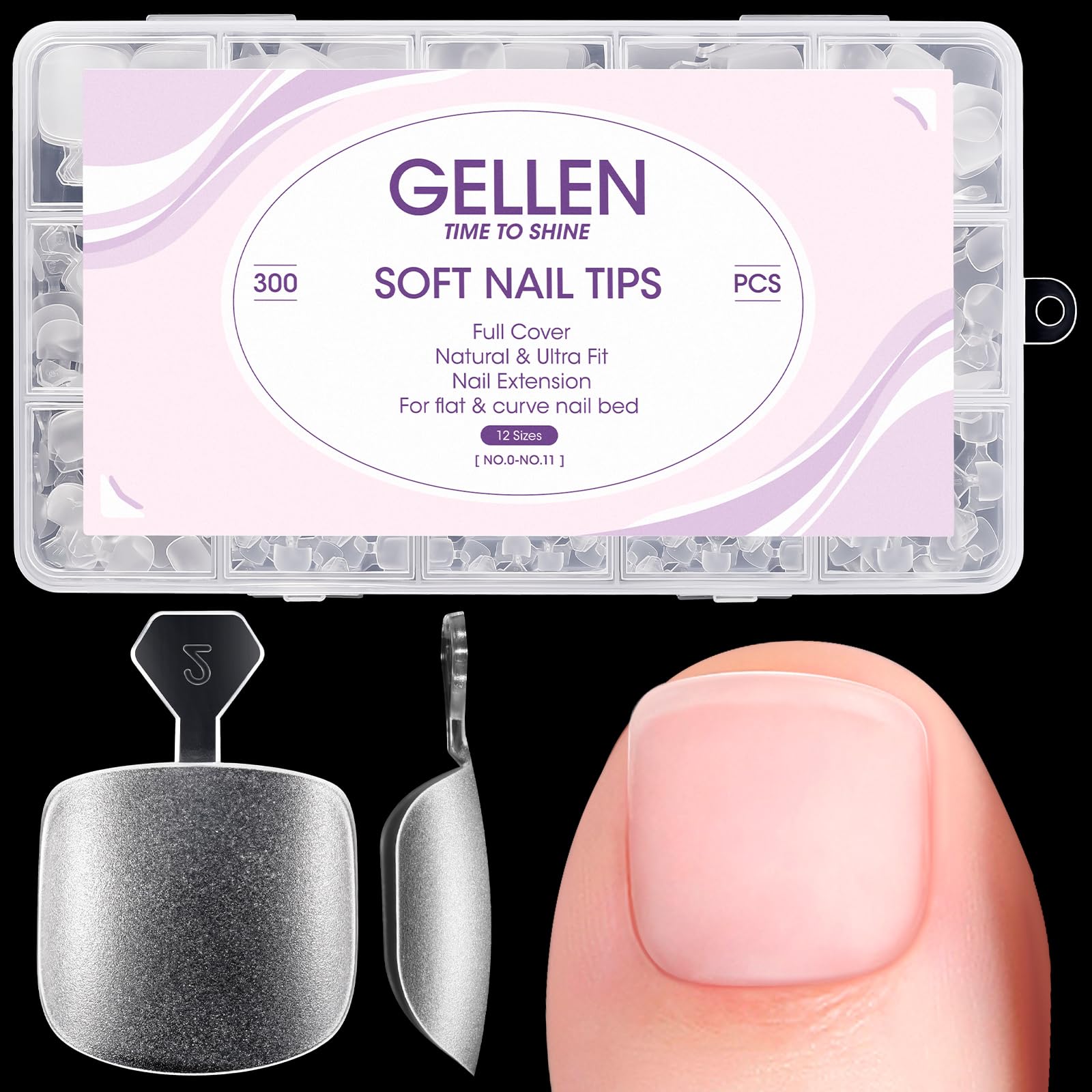 Gellen press on toenails 300pcs short square