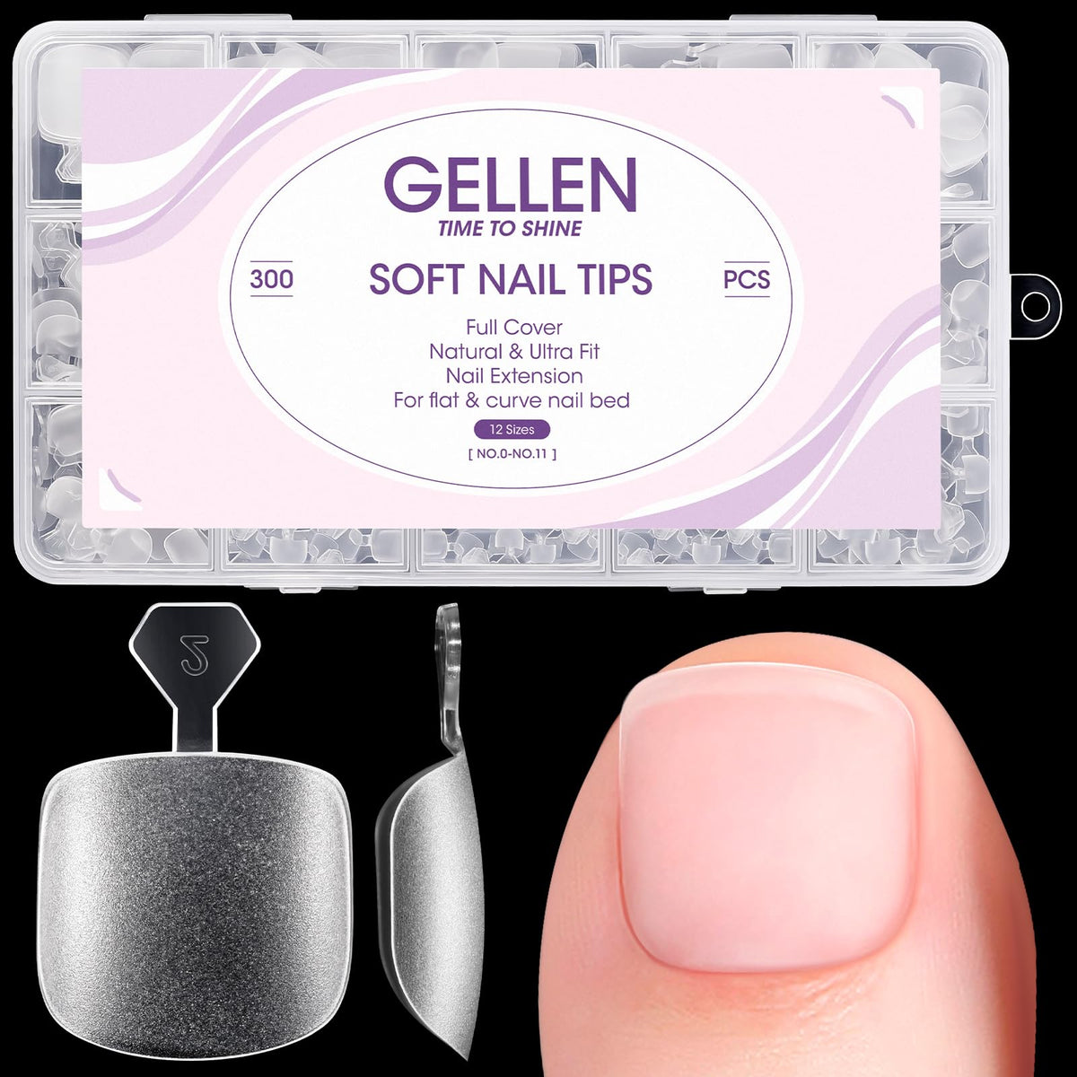 Gellen press on toenails 300pcs short square