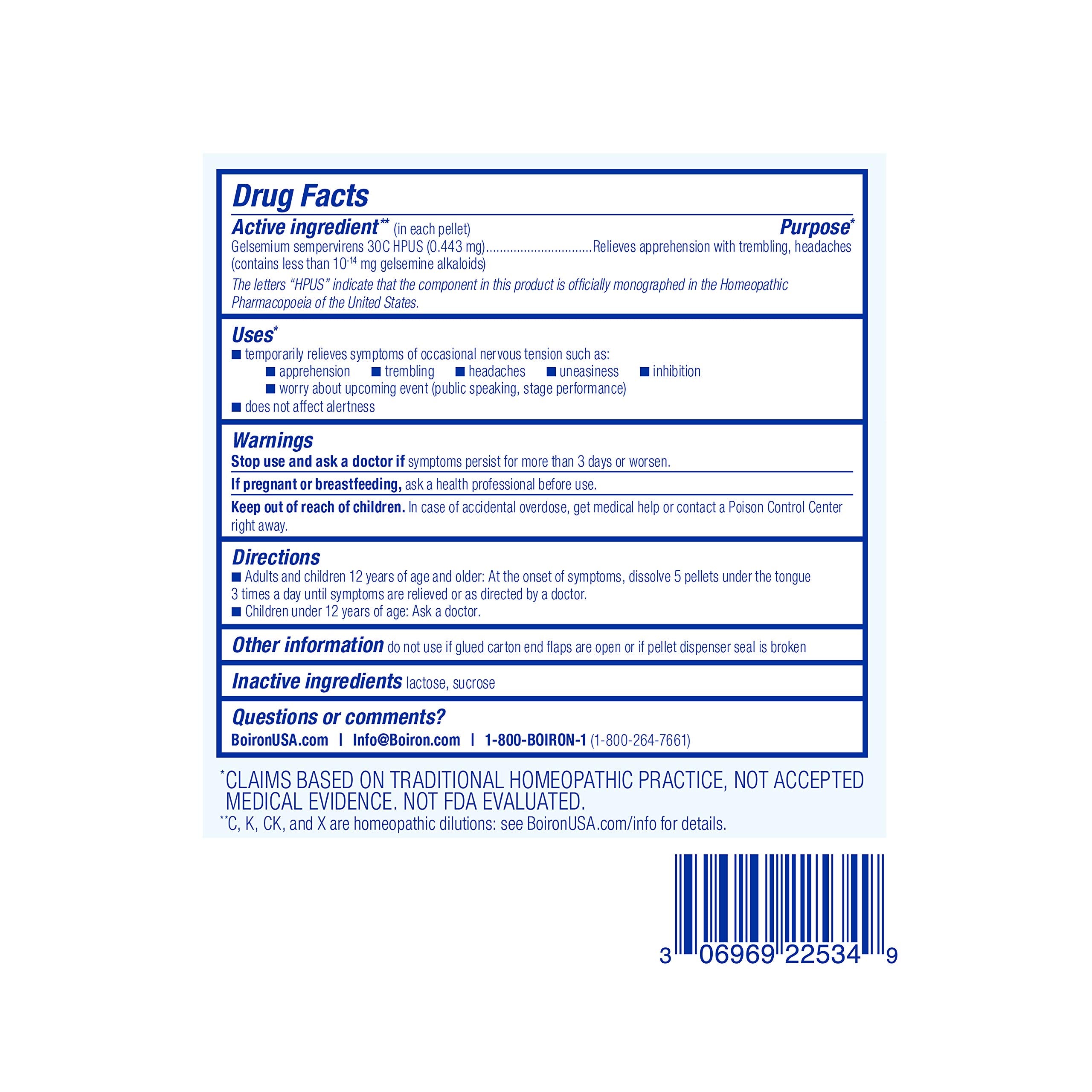 Nervousness stage fright stress relief with Gelsemium 30C