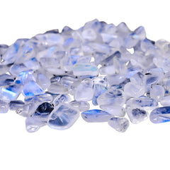 GEMKORA rainbow moonstone plain chips below 5mm blue flash India 50+pcs