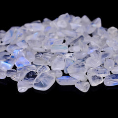 GEMKORA natural Rainbow Moonstone chips under 5mm blue fire India