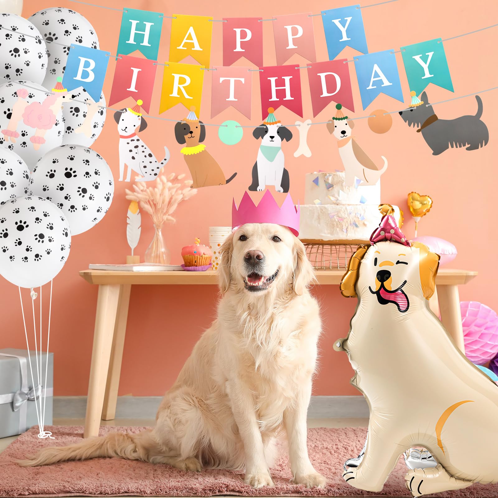 Gemscream pet themed party decorations banner and balloons