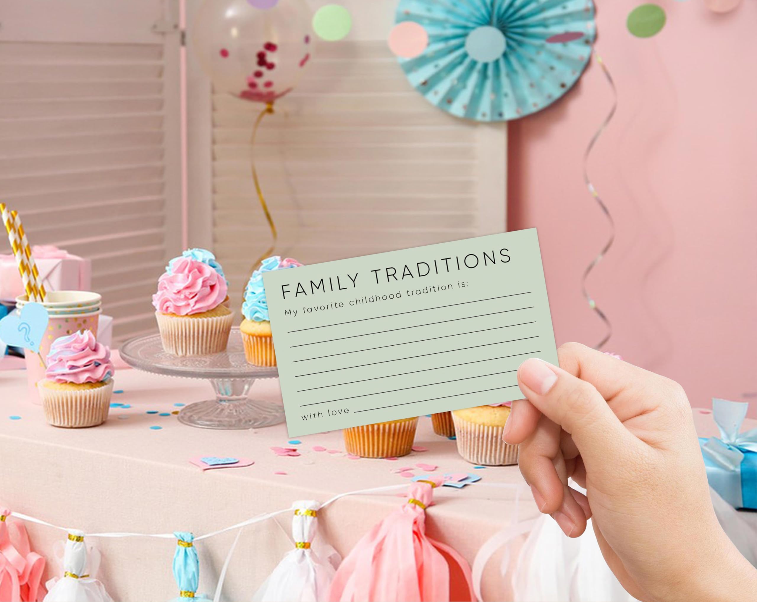 Gender Reveal decorations within the Family Traditions set