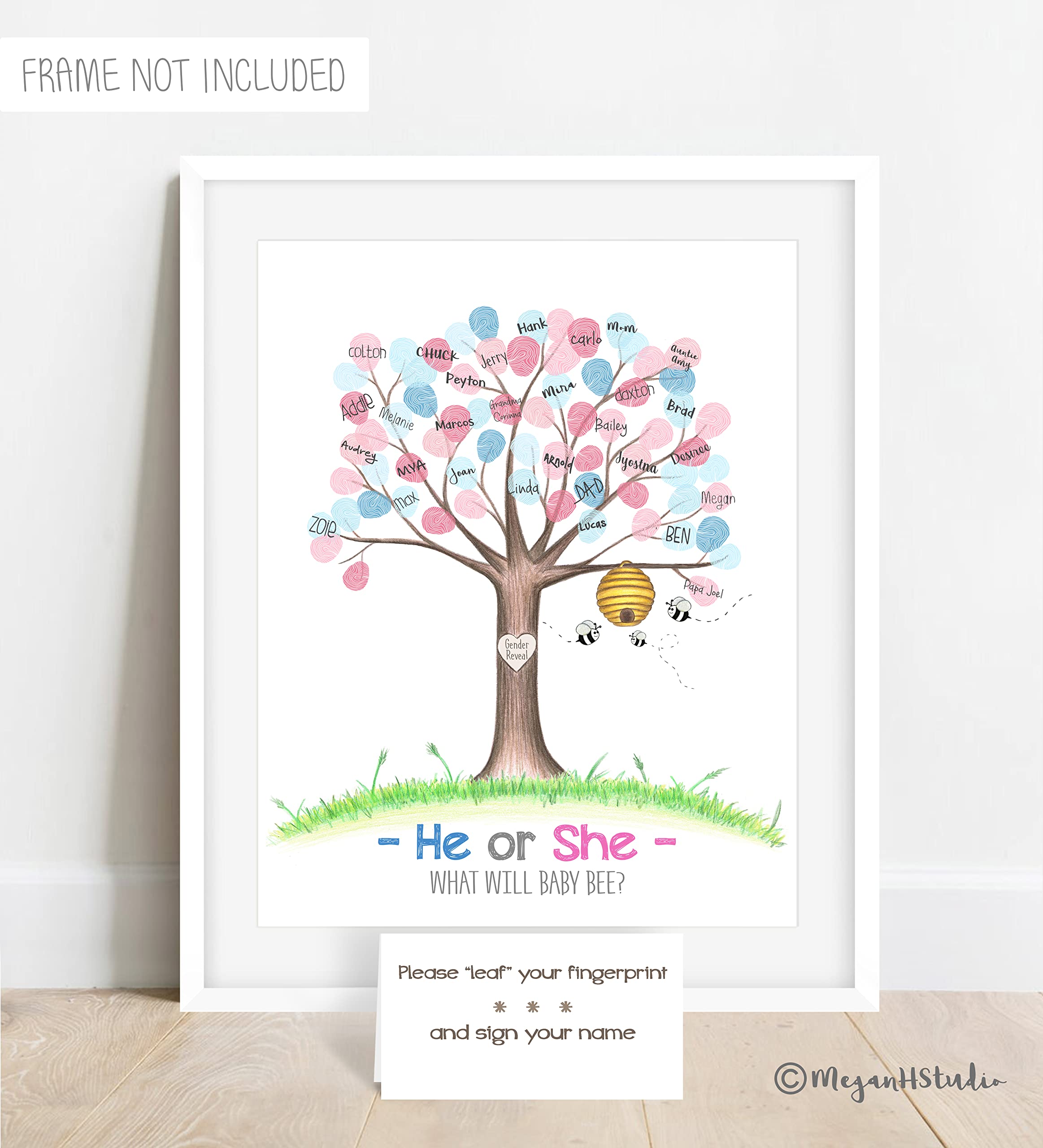 Gender reveal fingerprint tree activity artwork