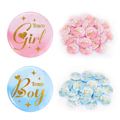 Pink Team Girl button pin from gender reveal pins set