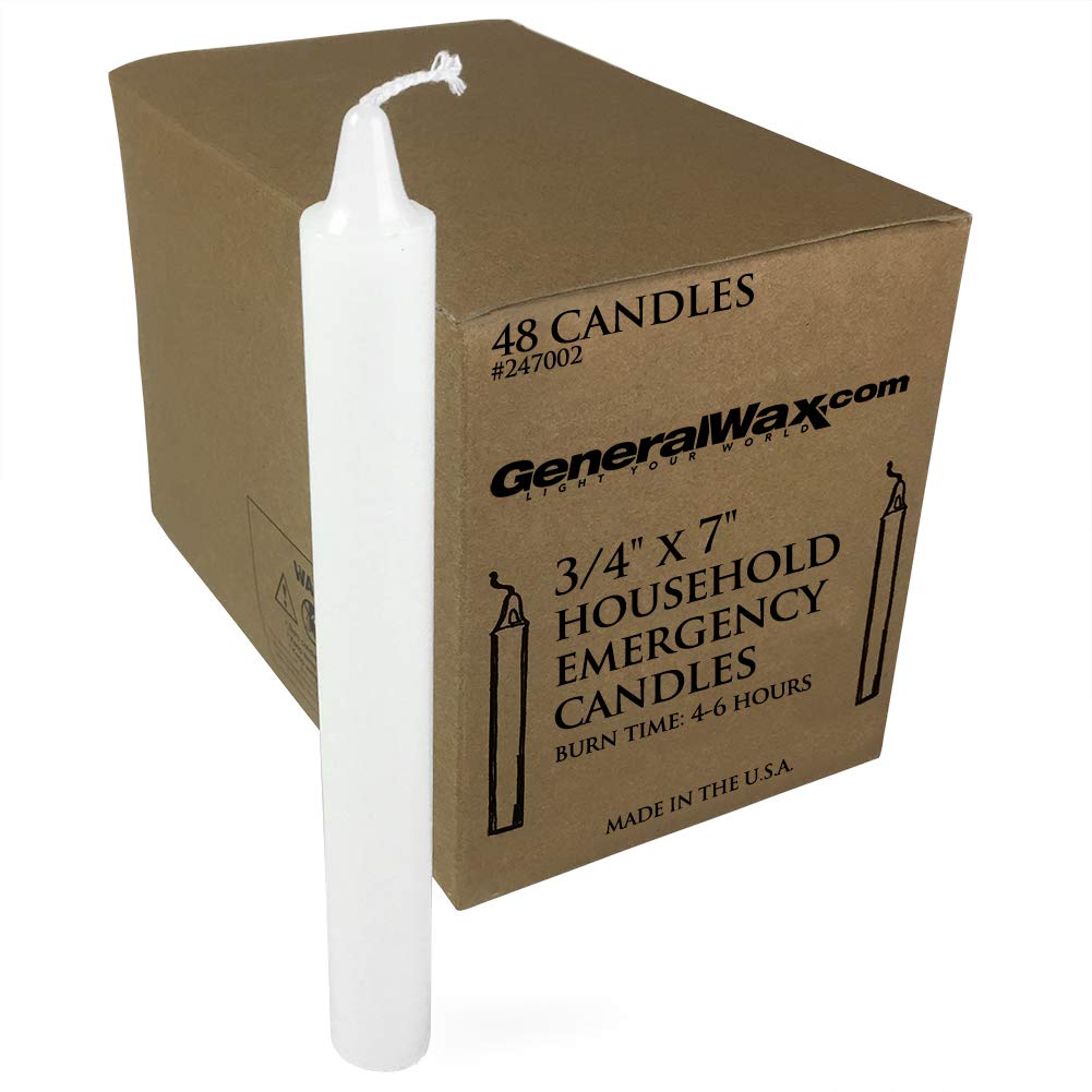 General Wax long white unscented household candle 48 count 7 inch by 0.75 inch