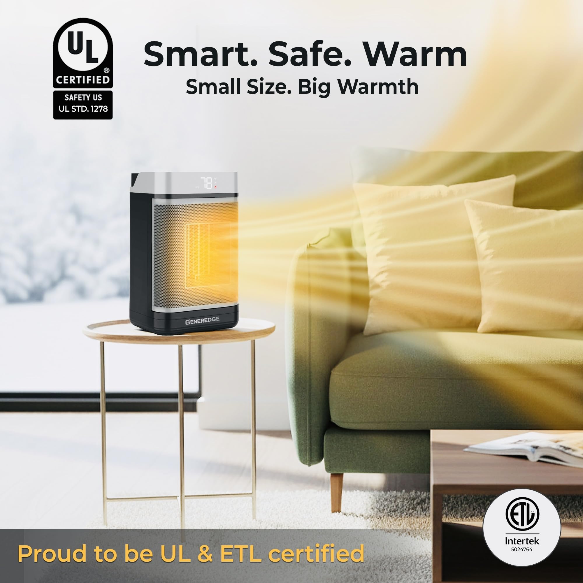 ETL certified safety with tip-over and overheat protection