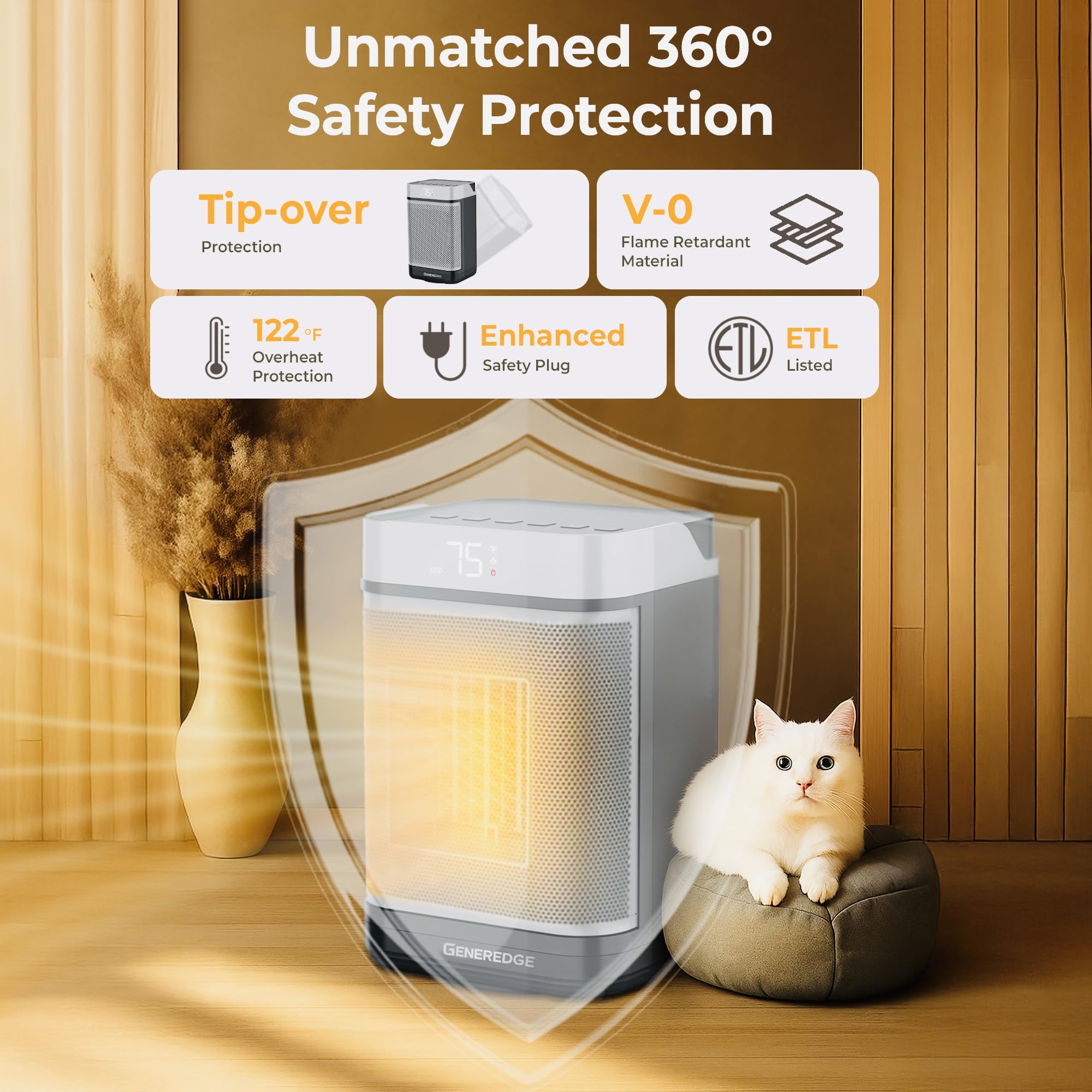 Ultra-quiet operation 42 dB GENEREDGE heater