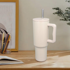 Stainless steel reusable straw set 6 pack white