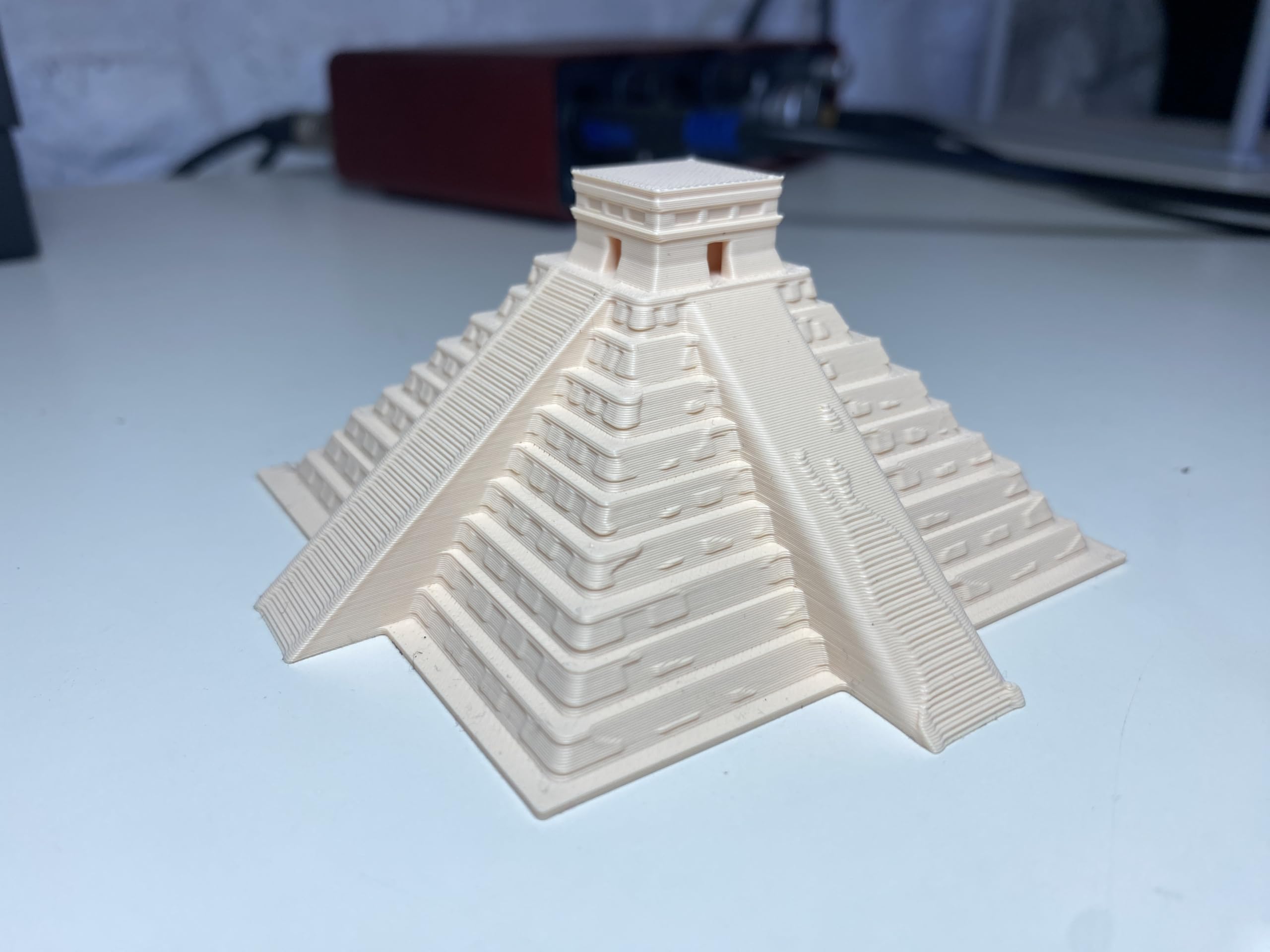 Generic Chichen Itza Pyramid Model PLA Replica side angle