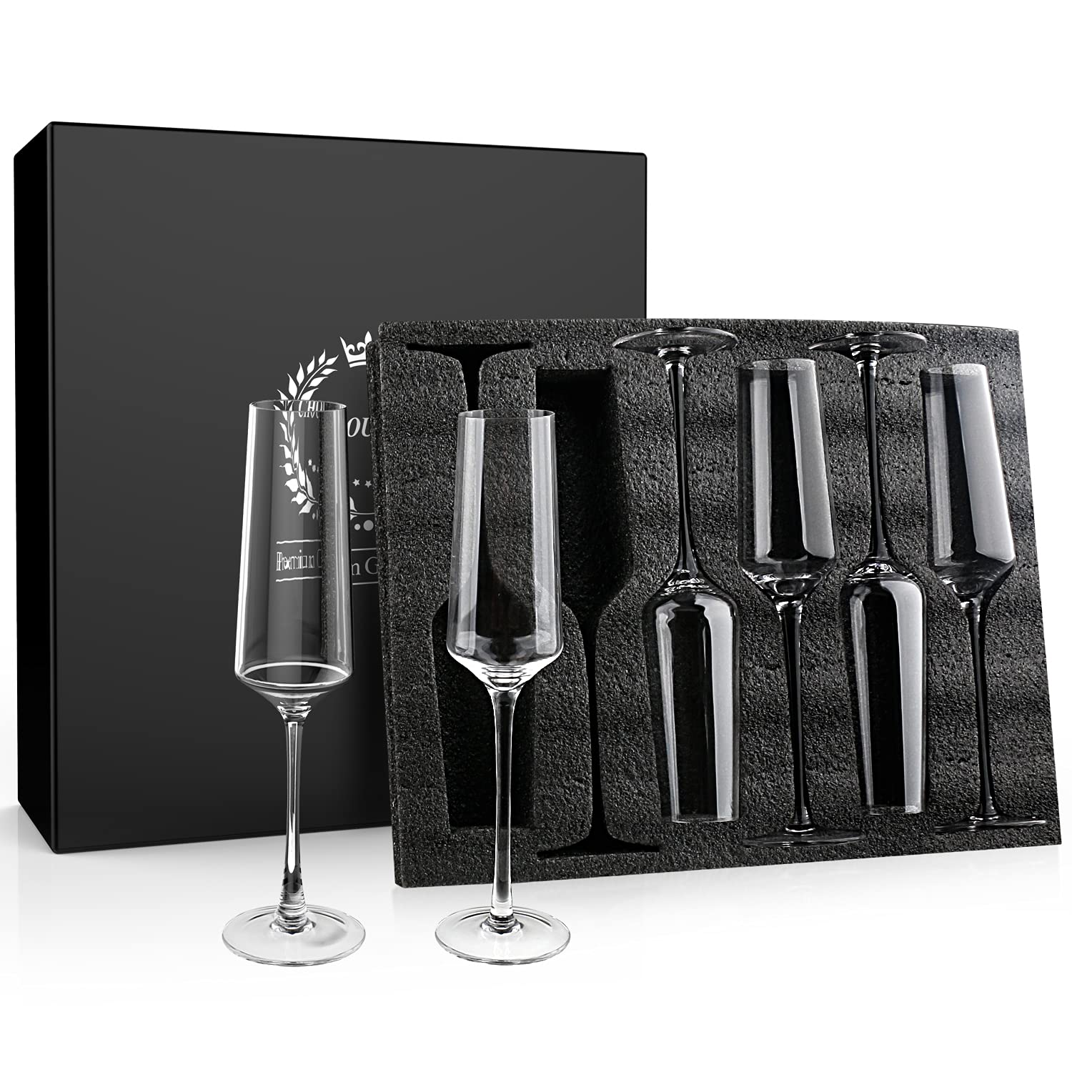 Set of 6 champagne flutes for birthdays and celebrations