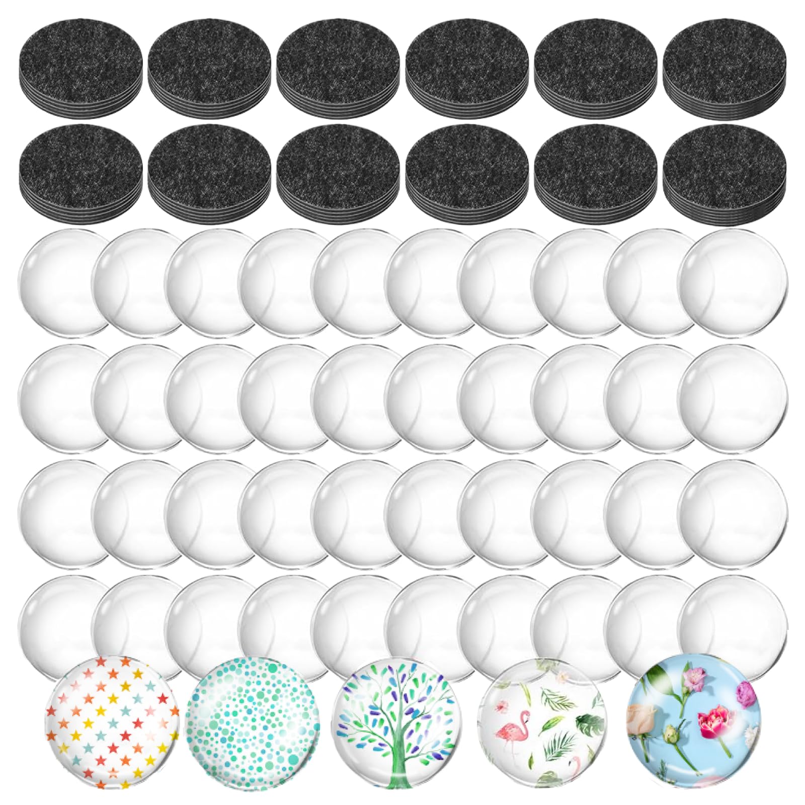 Generic glass cabochon magnets set with 50 cabochons and 50 magnets
