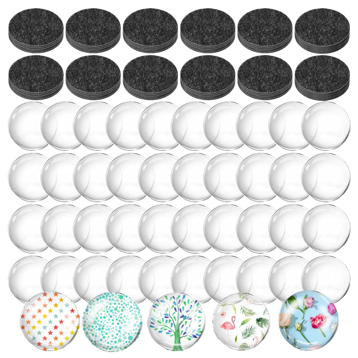 Generic glass cabochon magnets set with 50 cabochons and 50 magnets
