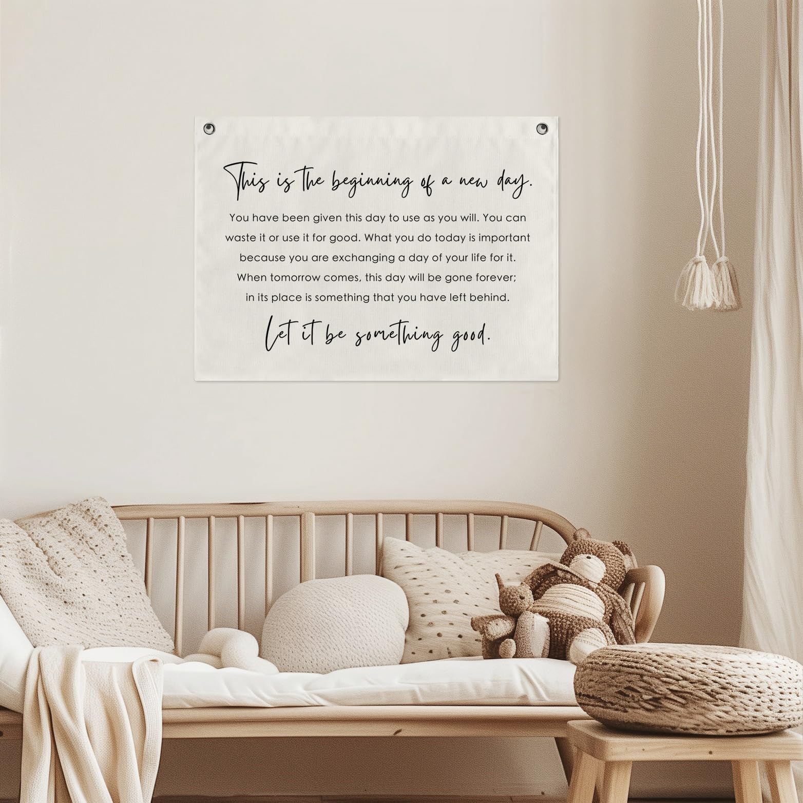Heavy canvas banner with top grommets for hanging