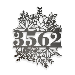 Generic Personalized Floral Metal House Number Sign exterior 12x18