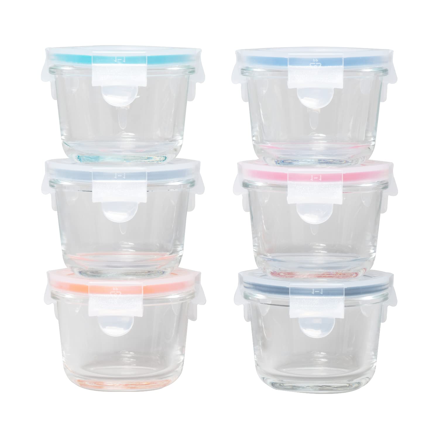 Round shape glass meal containers by GENICOOK with matching lids