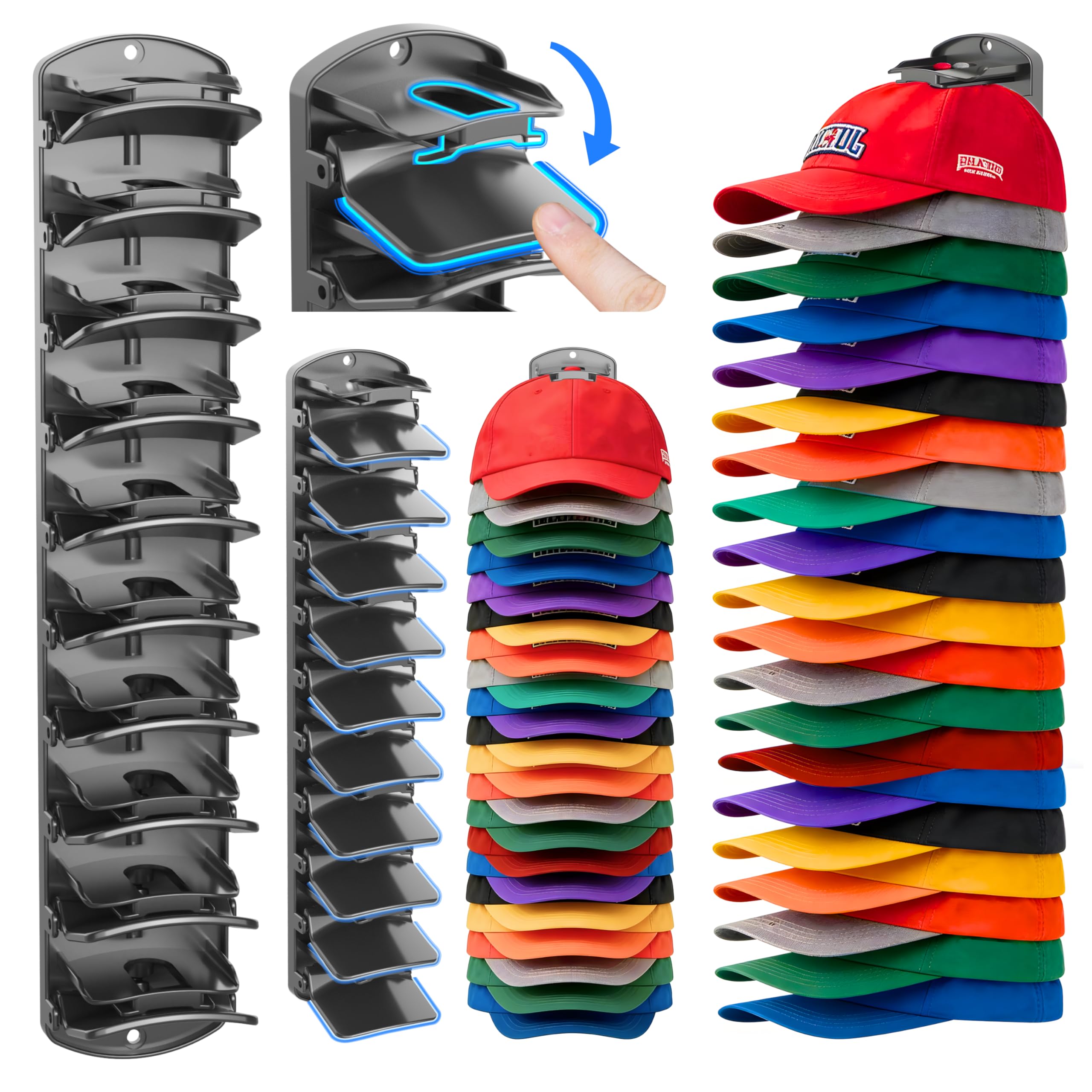 genicuts hat organizer for baseball caps matte black