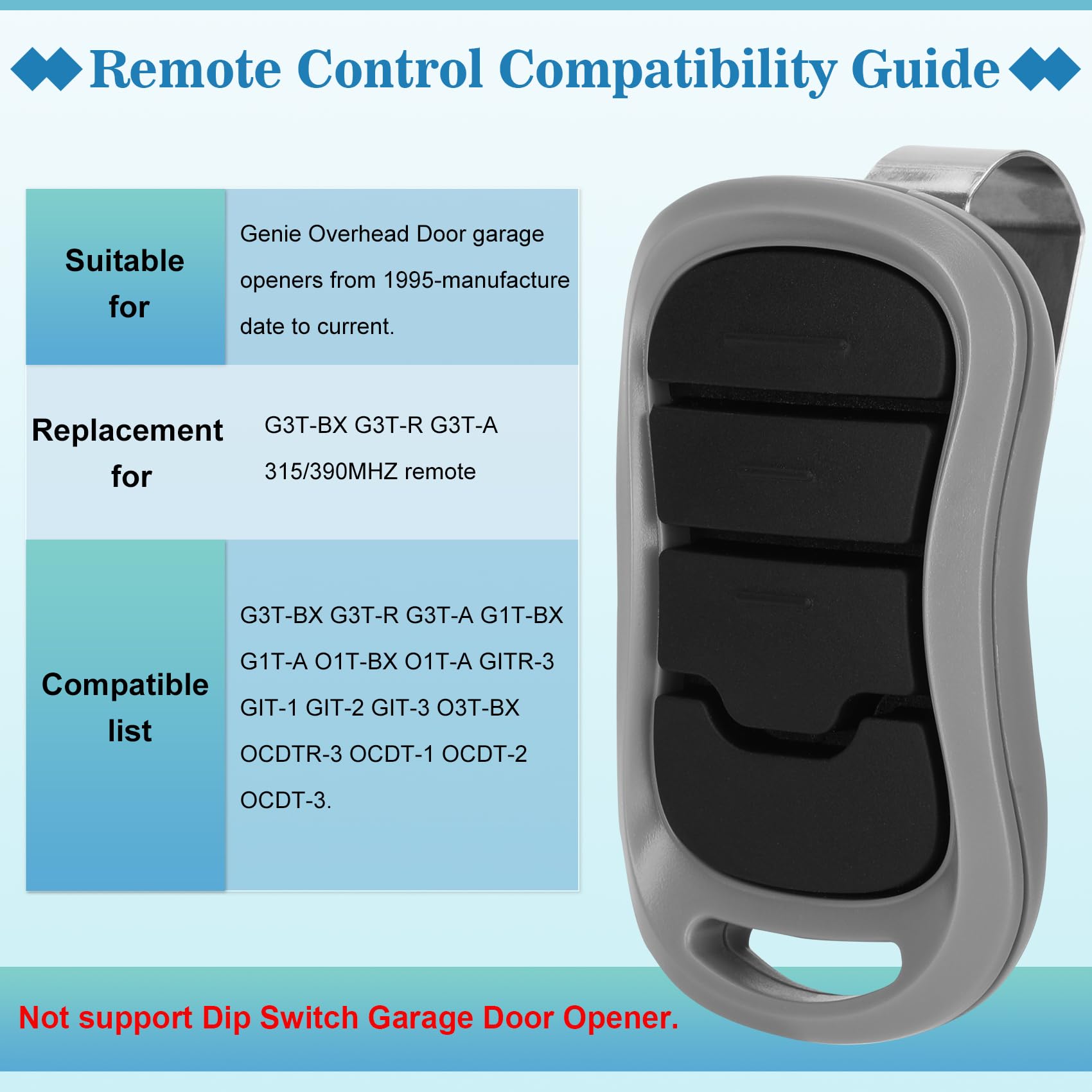 G3T-R compatible Genie remote with G3T-BX G3T-A