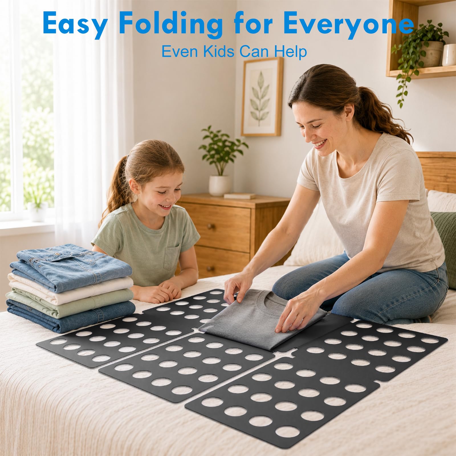 Center fold design accommodates larger sizes