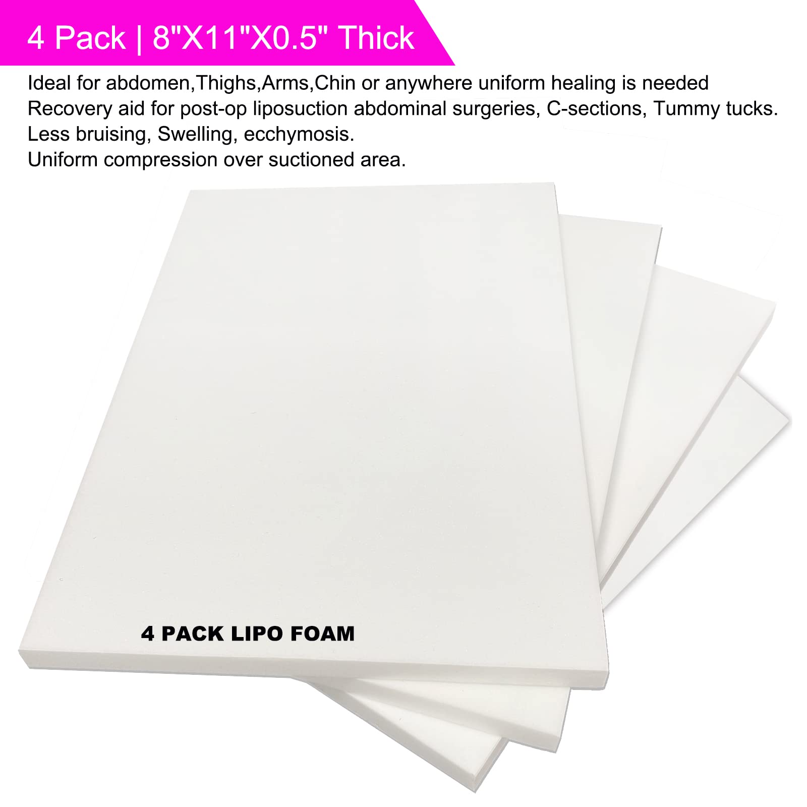 Abdominal compression board foam sheets for shapewear compatibility