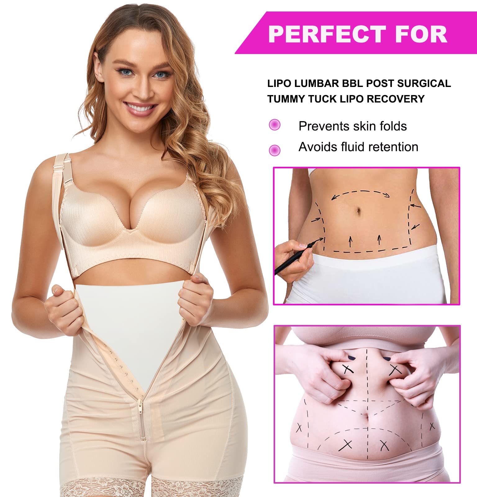 Ergonomic lipo foam pad fitting under compression garments