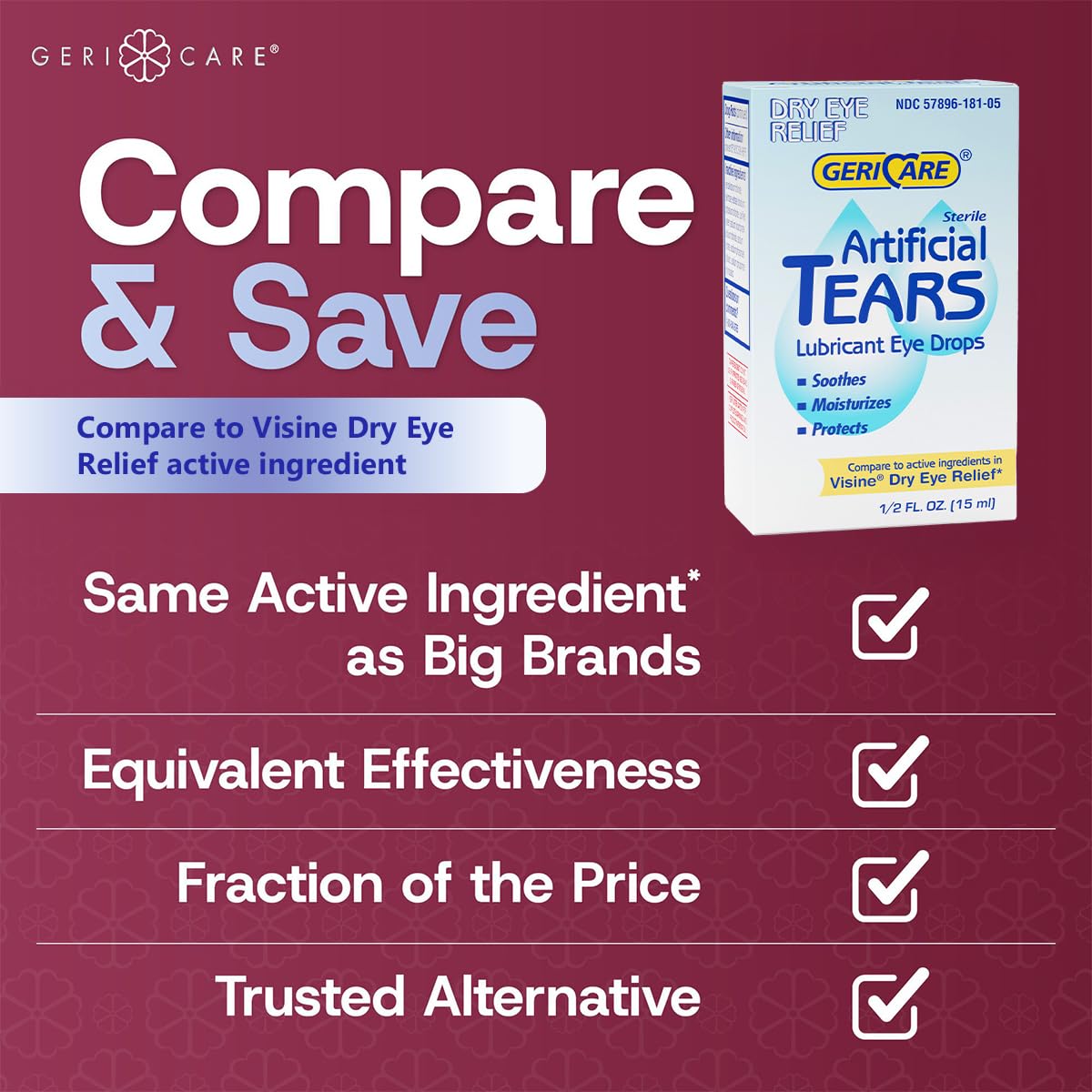 GeriCare 1 pack artificial tears container