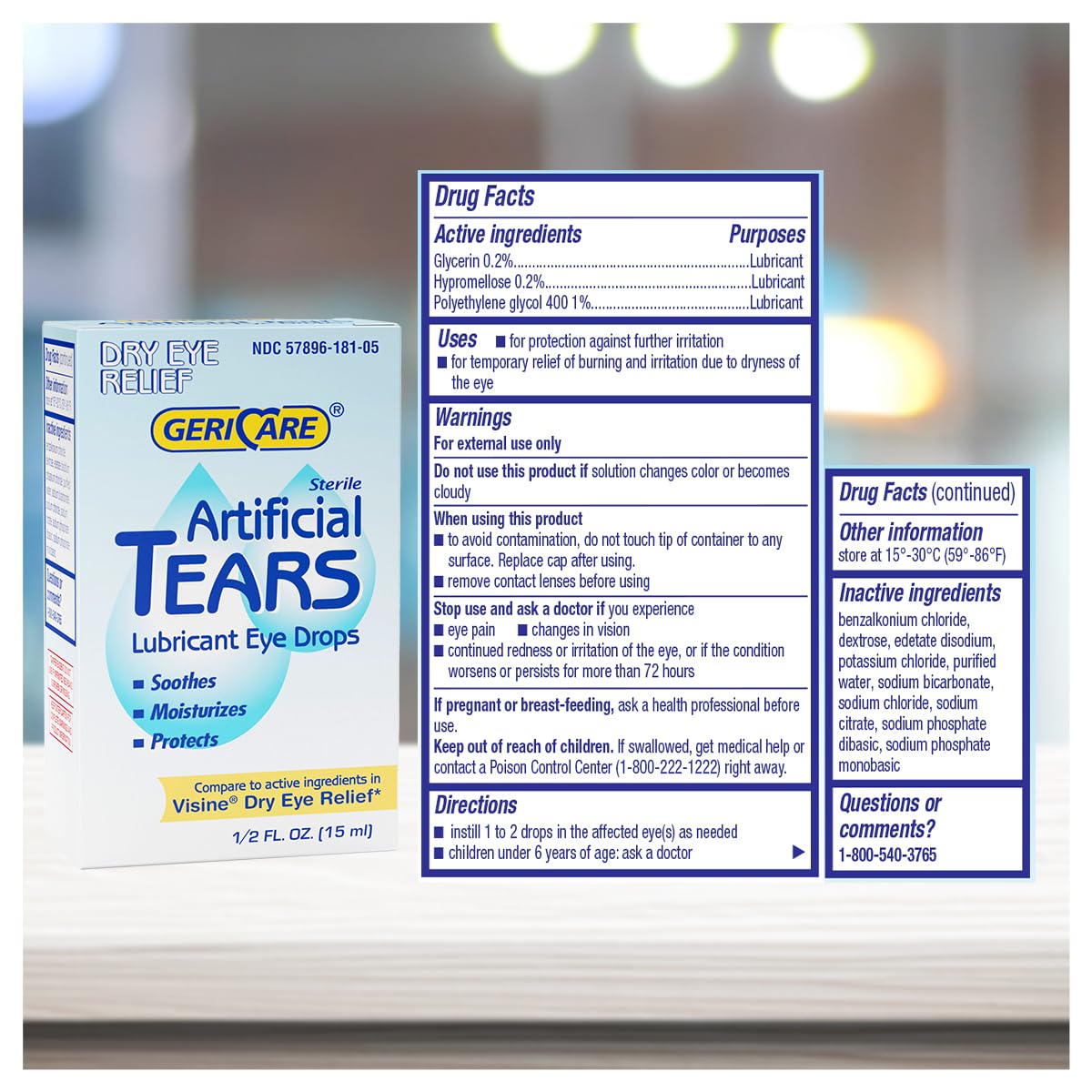 Pack of 3 GeriCare eye drops for daily use