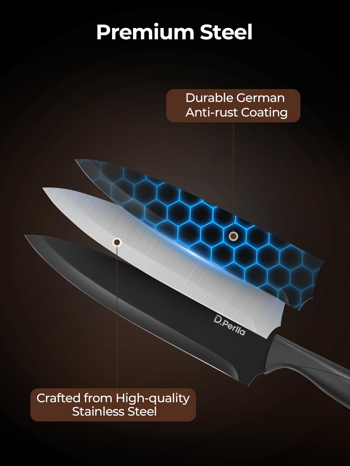 German 1.4116 stainless steel with black coating