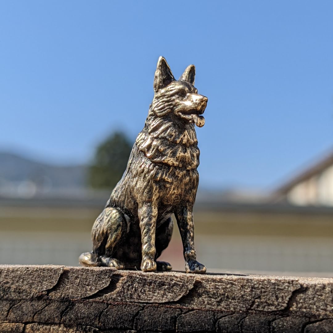 German Shepherd Dog Figurine Handmade Sculpture brass USA
